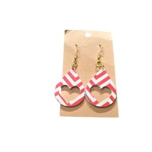5/$25 Red and White Heart Cutout Earrings